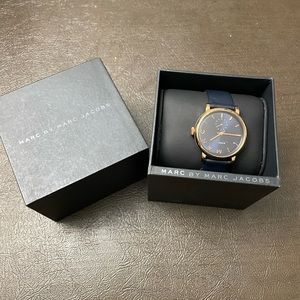Marc Jacobs navy leather watch
